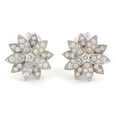 ヴァンクリーフ＆アーペル Van Cleef & Arpels ピアス ロータス スモール VCARO96B00 62ポイント ダイヤモンド 0.93ct K18WG 【箱・保付き】 【中古】