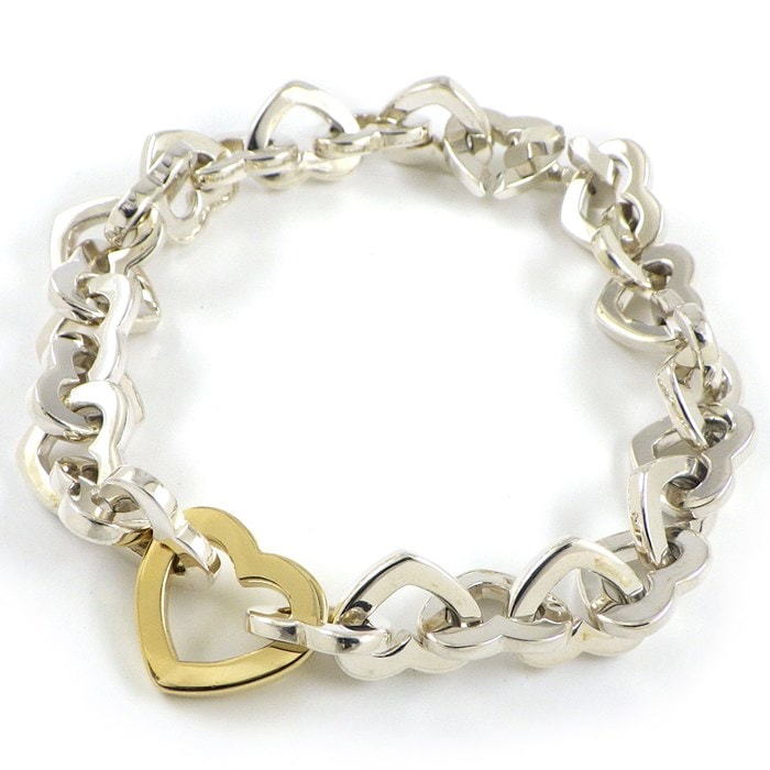 ティファニー Tiffany & Co. ブレスレット ハート リンク K18YG SV925 【中古】
