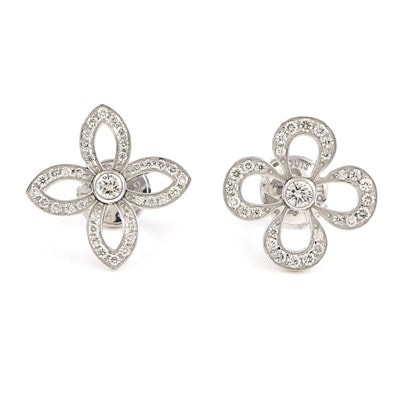 ルイ・ヴィトン LOUIS VUITTON ピアス ピュス クラッカント Q96071 モノグラム スター フラワー ダイヤモンド K18WG 【中古】