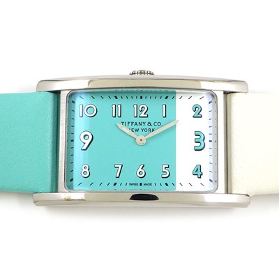 ティファニー Tiffany & Co. 腕時計 イースト ウエスト 63520071 バイカラー ティファニーブルー/ホワイト文字盤 白 SS ティファニーブルー/ホワイト レザーベルト クオーツアナログ 【中古】