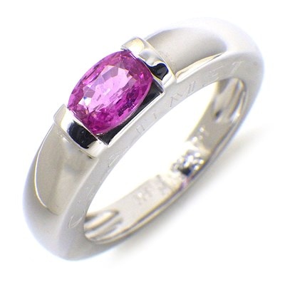 ショーメ Chaumet リング ジョイア サイドロゴ オーバルカット ピンク サファイア K18WG 11号 【中古】