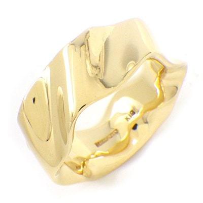 ミキモト MIKIMOTO リング ウェイブ ワイド K18YG 13号 【中古】