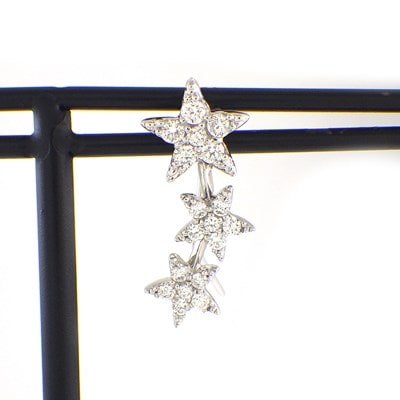 【ダイヤモンド】 ピアス 流れ星 星 シューティング スター モチーフ パヴェ ダイヤモンド 0.37ct K18WG ※片方のみ 【中古】