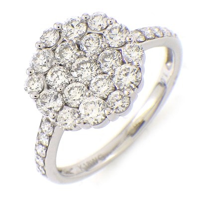 【ダイヤモンド】 リング ラウンド ハーフサークル パヴェ ダイヤモンド 計1.00ct K18WG 13号 【中古】