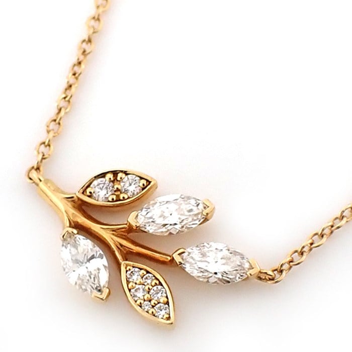 ティファニー Tiffany & Co. ネックレス ビクトリア ブランチ 66960838 リーフ 7ポイント マーキスカット 8ポイント ラウンド ダイヤモンド 計0.31ct K18PG 【中古】