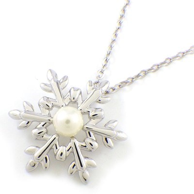 希少 美品 MIKIMOTO ネックレス 1粒パール 本真珠 雪の結晶 ミキモト MIKIMOTO ネックレス スノークリスタル 雪 結晶