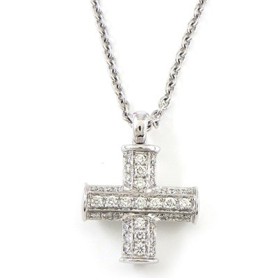 ブルガリ BVLGARI ネックレス グリーククロス ダイヤモンド K18WG 【中古】