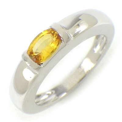 ショーメ Chaumet リング ジョイア サイドロゴ オーバルカット イエローサファイア K18WG 11号 【中古】