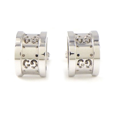 グッチ GUCCI ピアス アイコン GG ロゴ K18WG 【中古】