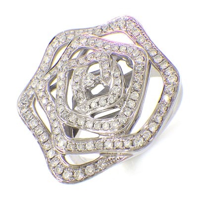 ダイヤモンド】 リング フラワー バラ ローズ モチーフ パヴェ  