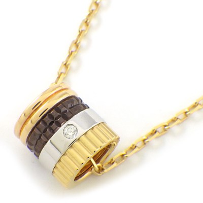 ブシュロン BOUCHERON ネックレス キャトル クラシック スモール JPN00547 スリーカラー 1ポイント ダイヤモンド 0.01ct K18PG K18WG K18YG ブラウン PVD 【中古】