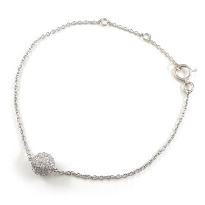 【ダイヤモンド】 ブレスレット ボール パヴェ 58ポイント ダイヤモンド 約0.3ct K18WG 【中古】