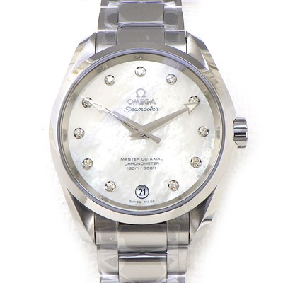 オメガ OMEGA 腕時計 シーマスター アクアテラ 150M マスター コーアクシャル 231.10.39.21.55.002 クロノメーター デイト 裏スケ ダイヤモンド インデックス ホワイト シェル 文字盤 SS 白 自動巻き 