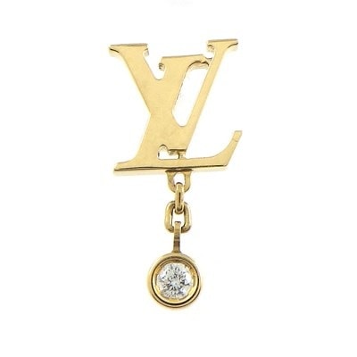 ルイ・ヴィトン LOUIS VUITTON ピアス ピュス イディール ブロッサム LV 単品 Q96495 モノグラム ロゴ モチーフ スウィング ドロップ 1ポイント ダイヤモンド 0.03ct K18YG ※片方のみ 【中古】