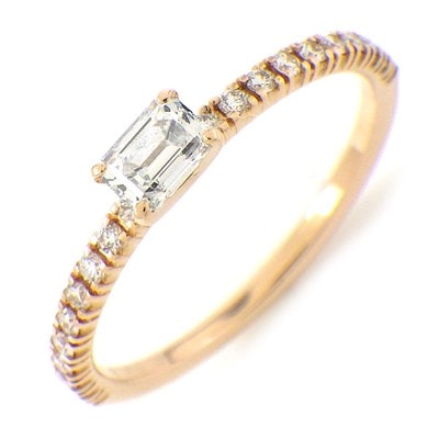 カルティエ Cartier リング エタンセル ドゥ B4216749 1ポイント エメラルドカット ダイヤモンド 0.18ct ハーフ サークル 20ポイント ラウンドカット ダイヤモンド K18PG 8.5号 / #49 【中古】