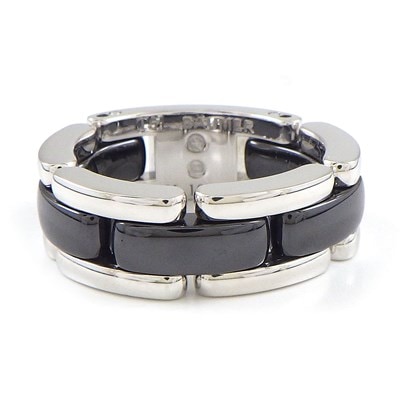 シャネル CHANEL リング ウルトラ コレクション K18WG ブラック セラミック 黒 10号 / #51 【中古】