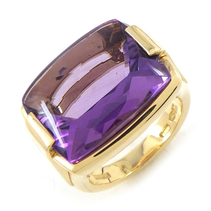 ブルガリ BVLGARI リング アレグラ スクエア ファセットカット アメジスト K18YG 9号 【中古】