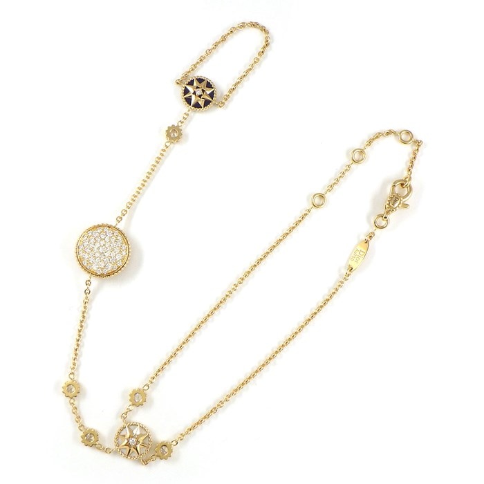 クリスチャンディオール Christian Dior ブレスレット リング ローズ デ ヴァン リンドジュエル スターモチーフ チェーン ホワイト シェル ラピスラズリ ダイヤモンド K18YG 白 【中古】