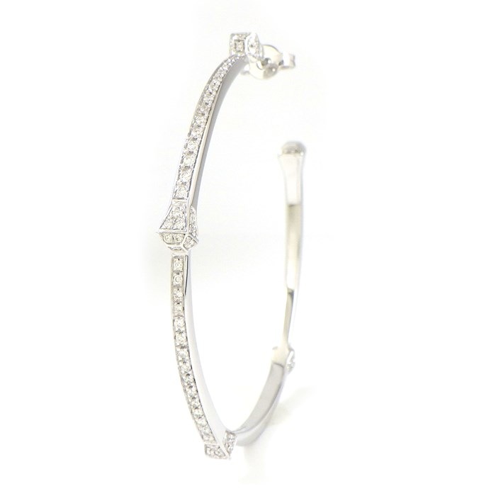 グッチ GUCCI ピアス フープ パヴェ ダイヤモンド K18WG ※片方のみ 【中古】