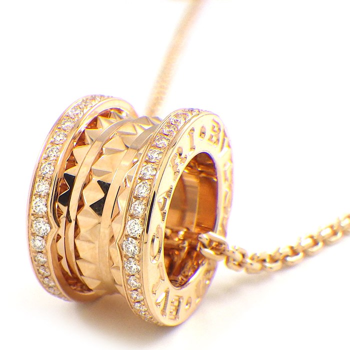 ブルガリ BVLGARI ネックレス B-zero1 ビーゼロワン ロック 360248 2バンド スタッズ フルサークル ダイヤモンド 計0.38ct K18PG 【中古】
