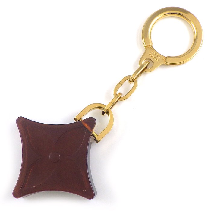 ルイ・ヴィトン LOUIS VUITTON キーリング キーホルダー モノグラム フラワー ノベルティ GP ブラウン プラスチック 【中古】