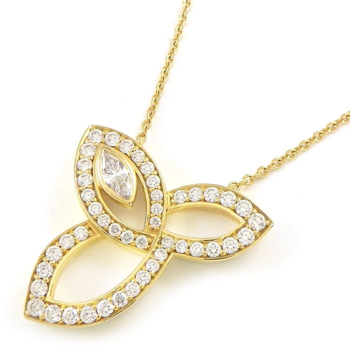 ハリーウィンストン HARRY WINSTON ネックレス リリー クラスター PEDYMQRFLC 1ポイント マーキスカット 45ポイント ラウンドカット ダイヤモンド 計0.68ct K18YG 【中古】