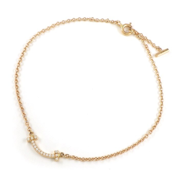 ティファニー Tiffany & Co. ブレスレット T スマイル ミニ マイクロ 62994673 ダイヤモンド 計0.04ct K18PG 【中古】