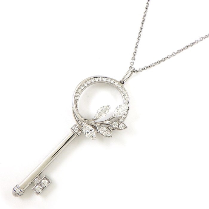 ティファニー Tiffany & Co. ネックレス ビクトリアキー ヴァイン サークル キー 63914584 ダイヤモンド 計0.44ct PT950 【中古】