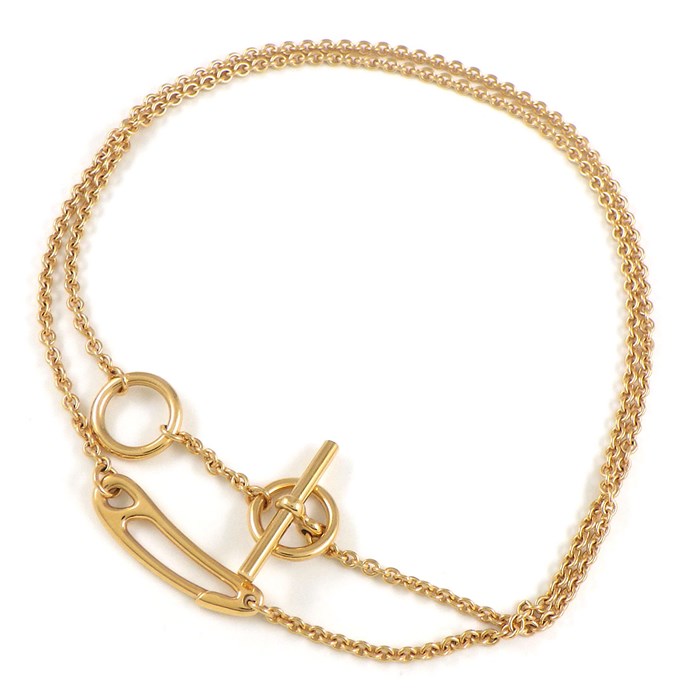 エルメス HERMES ブレスレット シェーヌダンクル ミニパンク Wチェーン K18PG / #ST 【中古】