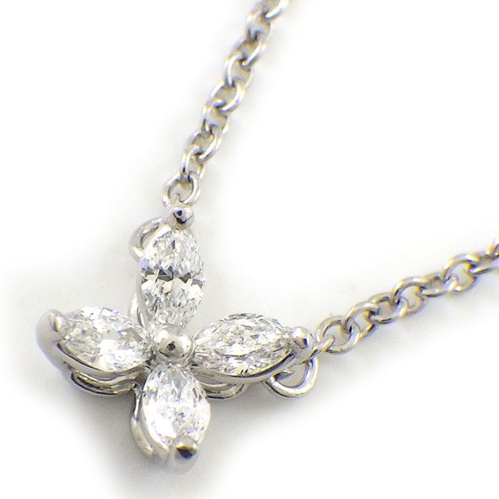 ティファニー Tiffany & Co. ネックレス ビクトリア ミニ 4ポイント マーキスカット ダイヤモンド PT950 【中古】