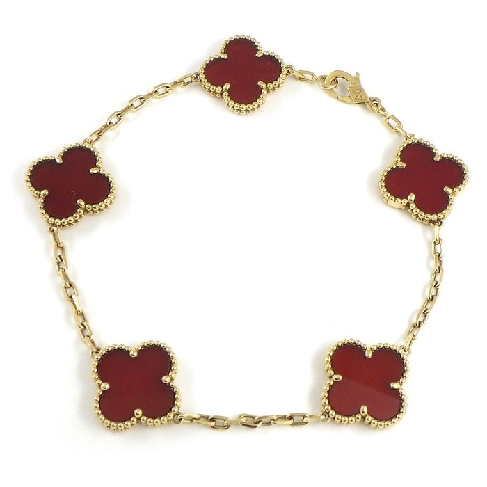 ヴァンクリーフ＆アーペル Van Cleef & Arpels ブレスレット ヴィンテージ アルハンブラ 5モチーフ VCARD35500 カーネリアン K18YG 【中古】