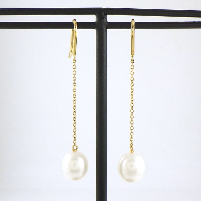ティファニー Tiffany & Co. フックピアス バイ ザ ヤード チェーン 60926905 スウィング ドロップ パール K18YG 【中古】