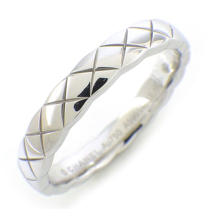 シャネル CHANEL リング ココクラッシュ コレクション ミニ J11793 マトラッセ キルティング K18WG 10.5号 / #51 【中古】