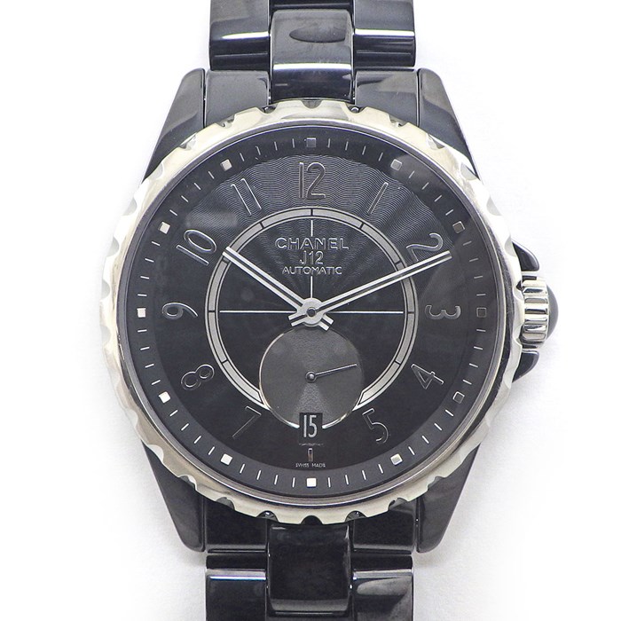 シャネル CHANEL 腕時計 J12 365 H3836 デイト スモールセコンド ギョーシェ ヴァーグ ブラック文字盤 黒 SS ブラック セラミック 自動巻き 【箱・保付き】 【中古】