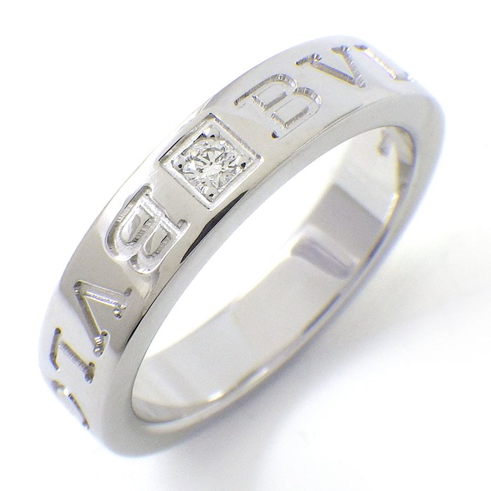 ブルガリ BVLGARI リング B-zero1 ビーゼロワン エッセンシャル バンド 339984 ダブルロゴ 1ポイント ダイヤモンド 0.04ct K18WG 11.5号 【中古】