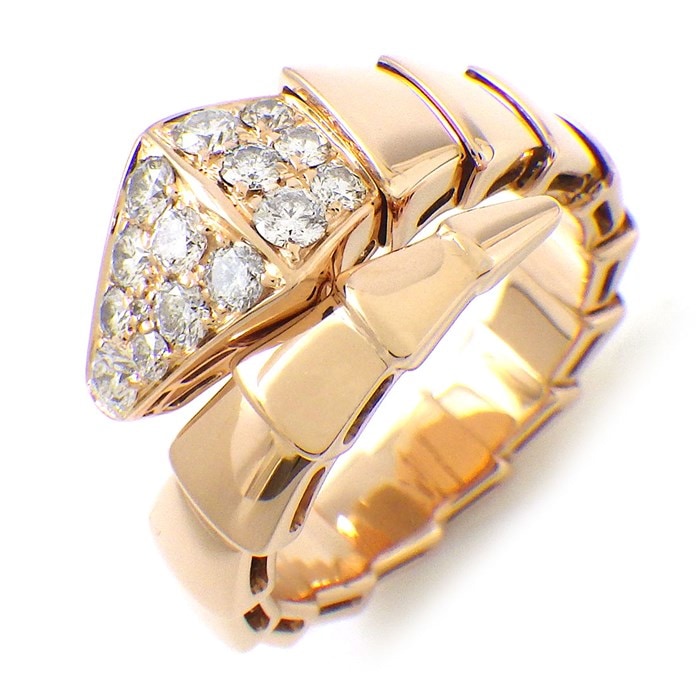 ブルガリ BVLGARI リング セルペンティ ヴァイパー 345218 スネーク ヘビ モチーフ パヴェ ダイヤモンド 計0.53ct K18PG / #L 【中古】
