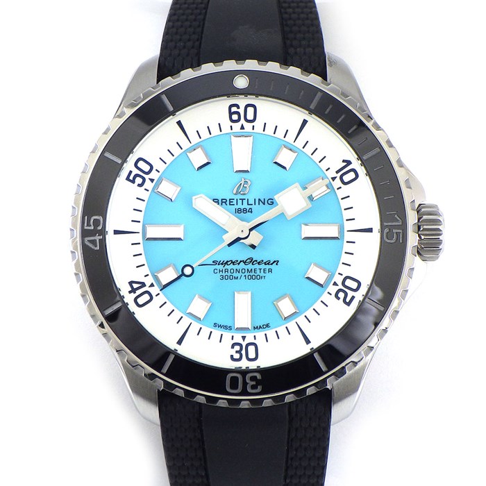 ブライトリング Breitling 腕時計 スーパーオーシャン オートマチック44 A17376211L2S1 ターコイズ トルコ石文字盤 逆回転防止付きベゼル ダイバーズ SS ブラック ラバー 黒 自動巻き 【中古】