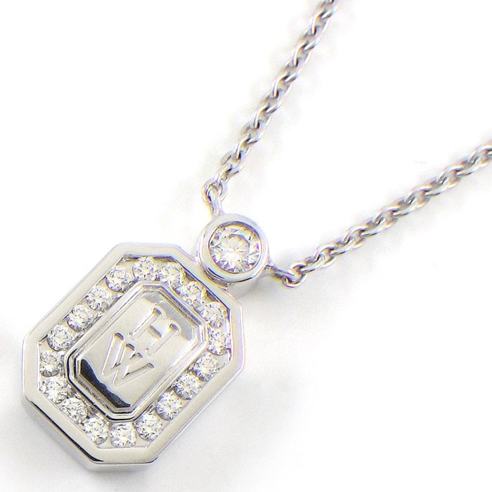 ハリーウィンストン HARRY WINSTON ネックレス HWロゴ PEDWRD16HWL プレート タグ 廃盤品 ダイヤモンド 0.12ct K18WG 【箱・保付き】 【中古】