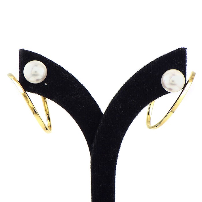 タサキ 田崎真珠 TASAKI ピアス ア ファイン バランス E-3761-18KYGB リバーシブル ツイストフープ あこや真珠 パール 8.0mm珠 K18YG 【中古】