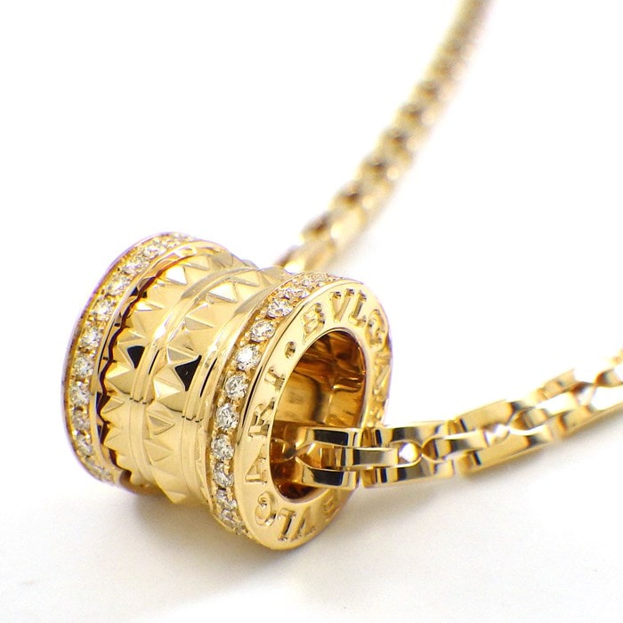 ブルガリ BVLGARI ネックレス B-Zero1 ロック 358278 スタッズ スパイラル パヴェ ダイヤモンド エッジ 0.29ct K18YG 【中古】
