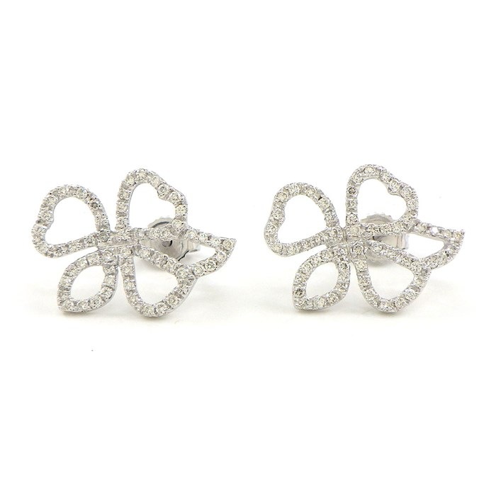 グッチ GUCCI ピアス フラワーモチーフ ダイヤモンド K18WG 【中古】