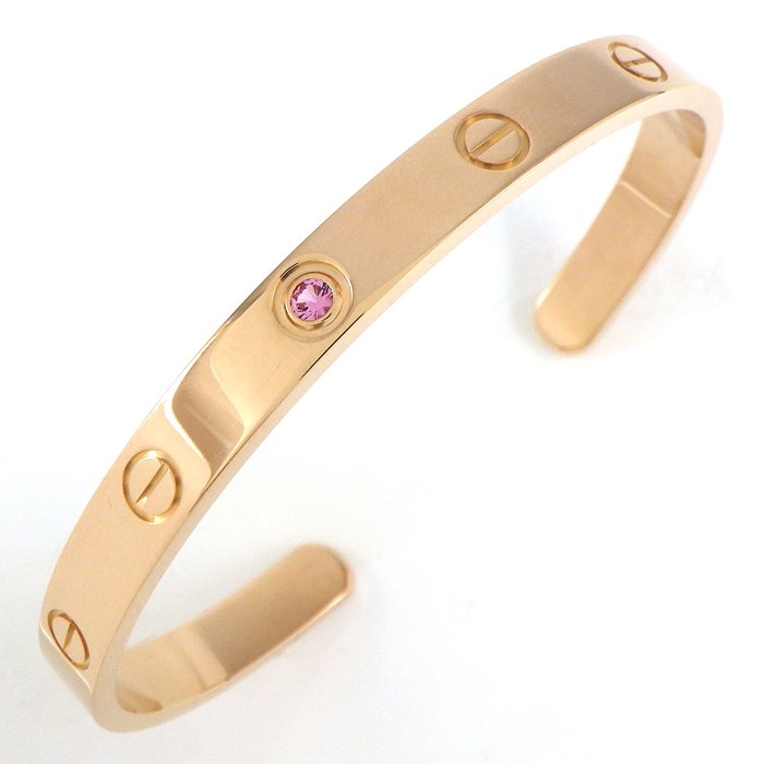 カルティエ Cartier バングル ラブ オープン 1ポイント ピンク サファイア K18PG / #18 【箱・保付き】 【中古】