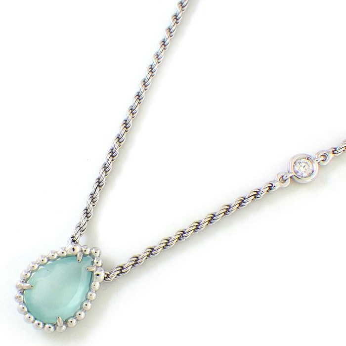 ブシュロン BOUCHERON ネックレス セルパンボエム XS JPN00654 1ポイント ペアシェイプ アクアプレーズ 0.78ct ダイヤモンド 0.03ct K18WG 【箱・保付き】 【中古】