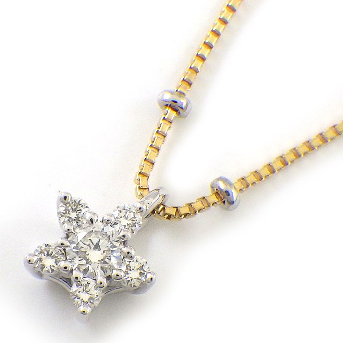 タサキ 田崎真珠 TASAKI ネックレス スターモチーフ パヴェ ダイヤモンド 計0.11ct K18YG K18WG 【中古】