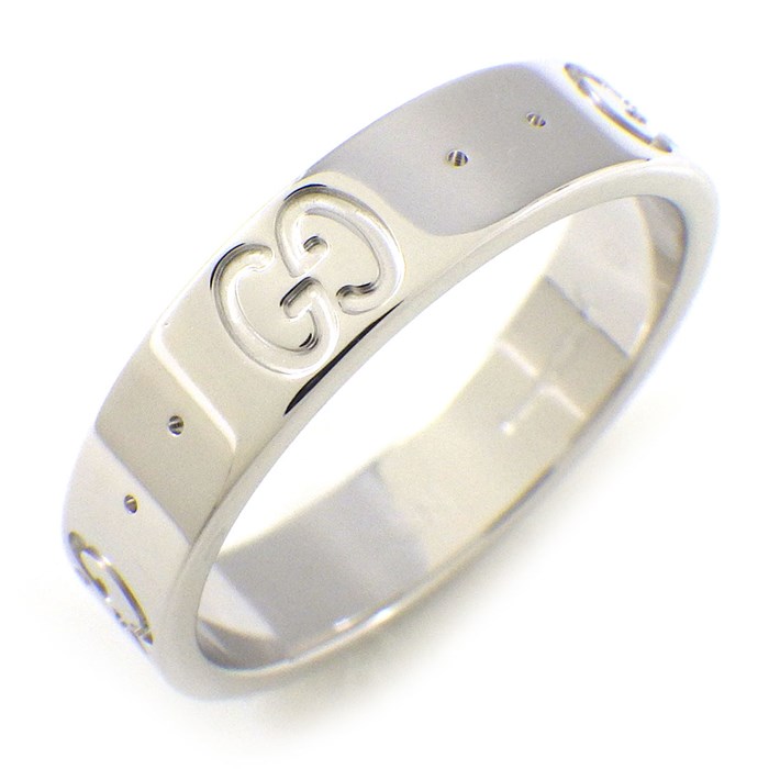 グッチ GUCCI リング アイコン スリム 660070 J8502 9000 GG インターロッキングG ロゴ K18WG 8.5号  / #9【中古】