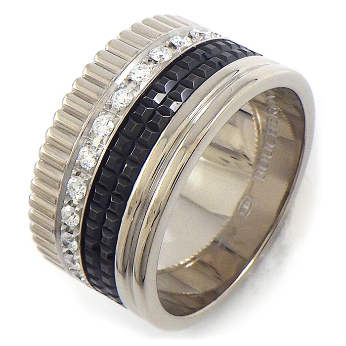 ブシュロン BOUCHERON リング キャトル ブラック ラージ JRG01782 25ポイント ダイヤモンド 計0.49ct K18WG ブラック PVD 18.5号 / #59 【箱・保付き】 【中古】
