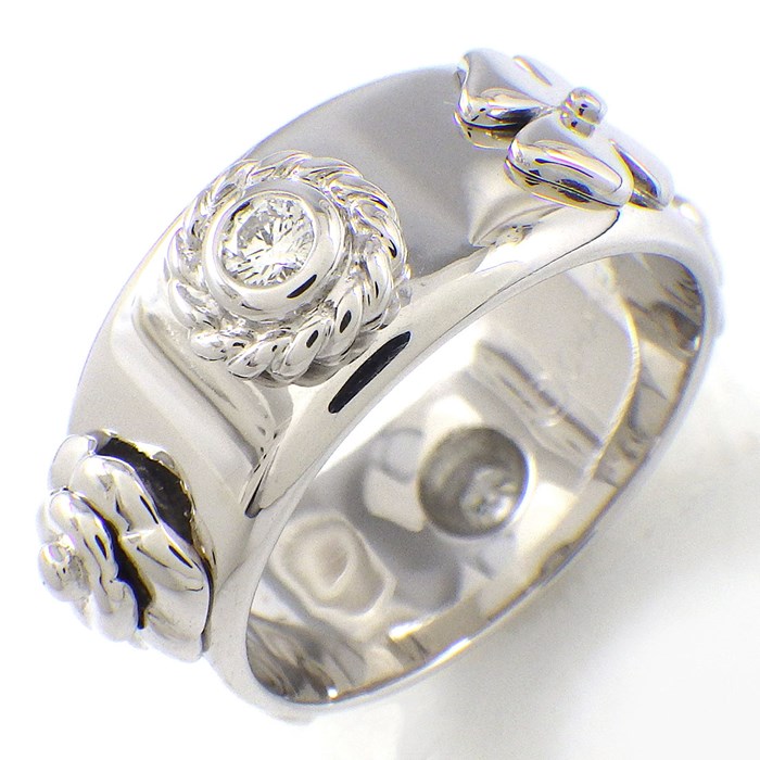 シャネル CHANEL リング スリーシンボル 6モチーフ カメリア クローバー 2ポイント ダイヤモンド K18WG 16号 / #56 【中古】