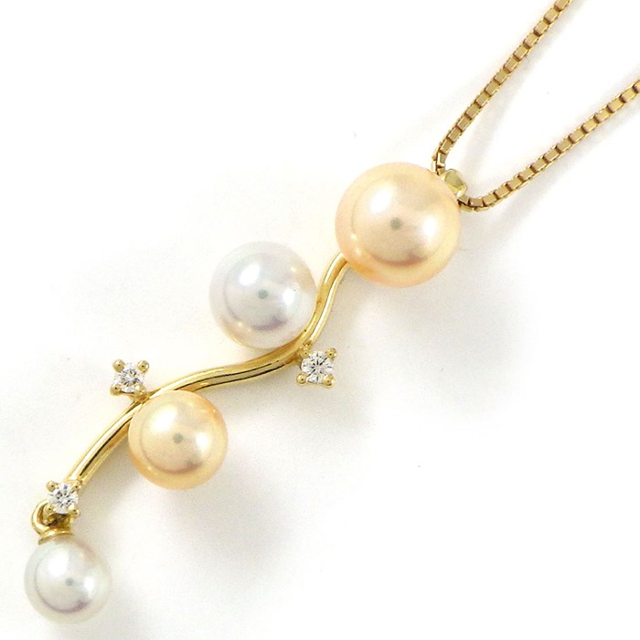 タサキ K18 パール 7.1グラム ワンポイントダイヤ付き TASAKI タサキ