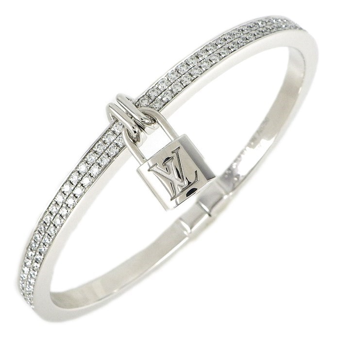 ルイ・ヴィトン LOUIS VUITTON バングル ブラスレ ロック イット GM モノグラム LV ロゴ ハーフサークル パヴェ ダイヤモンド 1.54ct K18WG / #15 【中古】