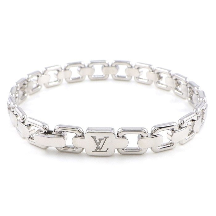 ルイ・ヴィトン LOUIS VUITTON ブレスレット ブラスレ チェーン アトラクション スクエア LVロゴ K18WG / #S 【中古】